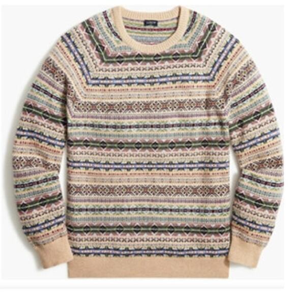 J. Crew Wool-Blend Fair Isle Crewneck Sweater L - Picture 1 of 9
